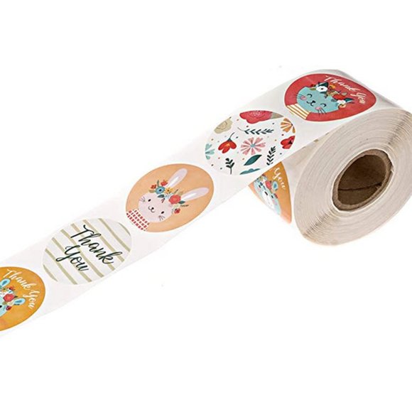 500 boho chic animals thank you wafer stickers - Picture 5 of 7